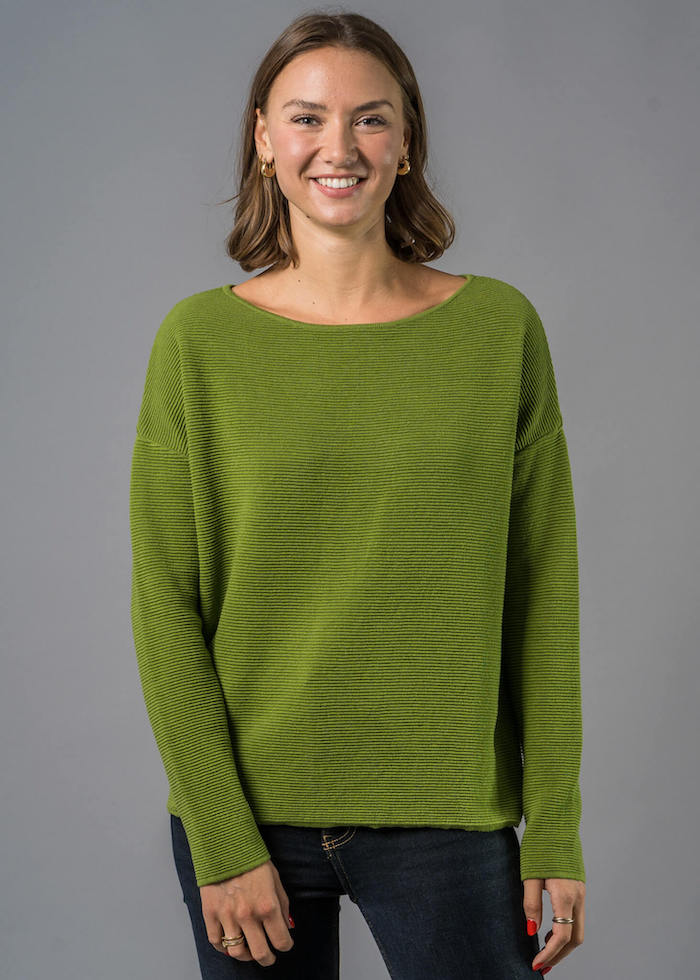 oversize Pullover Damen grün von Connemara aus Baumwolle - Pullover waschen ist ganz einfach