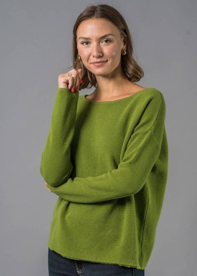 oversize Pullover Damen grün von Connemara aus Baumwolle - Pullover waschen ist ganz einfach
