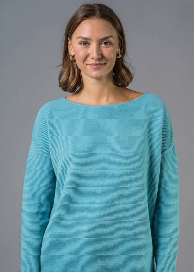 Damen Pullover blau Baumwolle von Connemara oversized