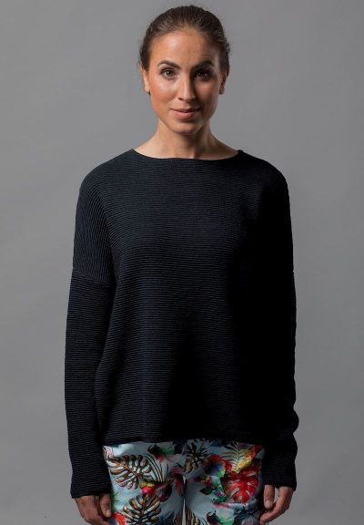Oversize Pullover Damen schwarz Baumwolle von Connemara