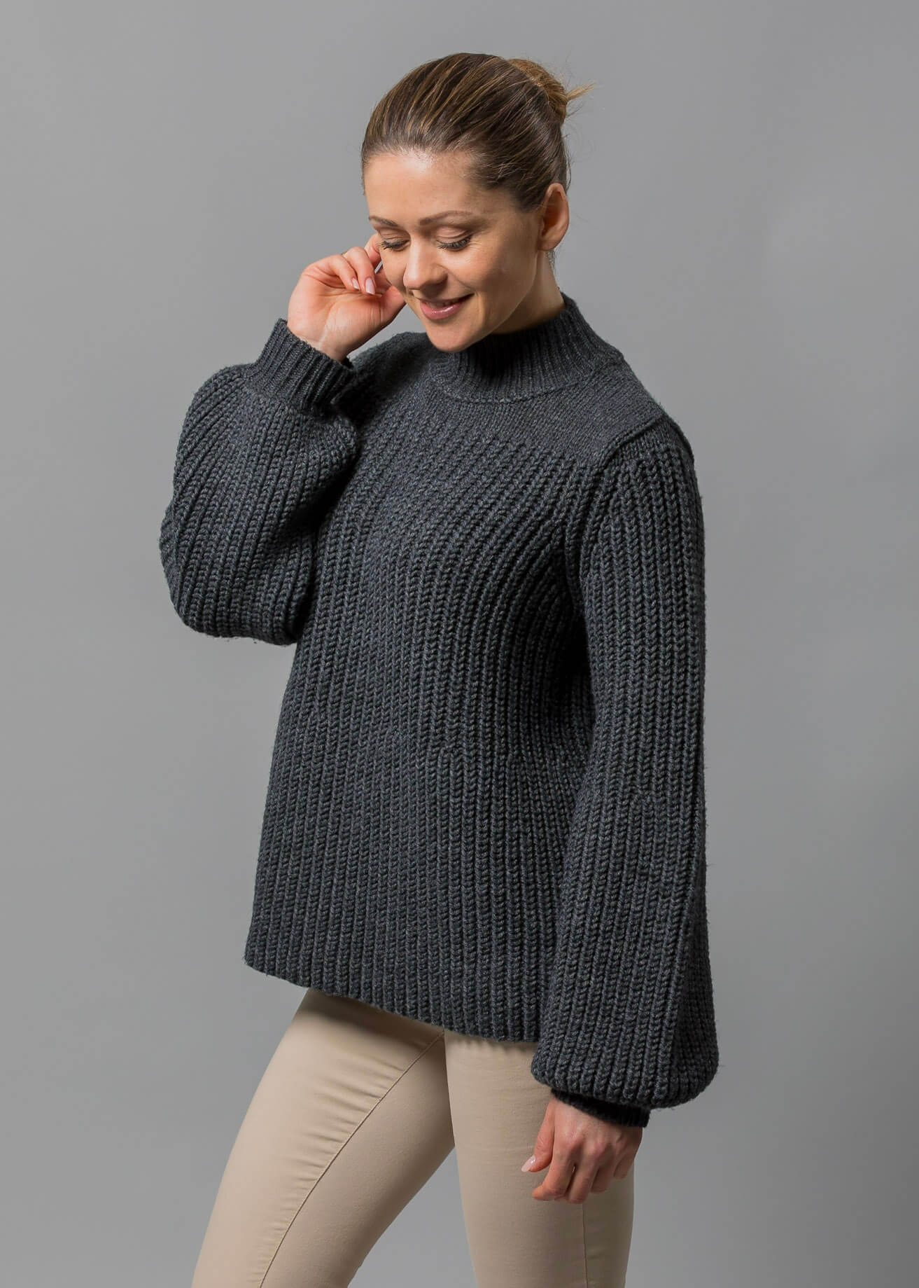 Connemara Ballonärmel Pullover Zora in anthrazit