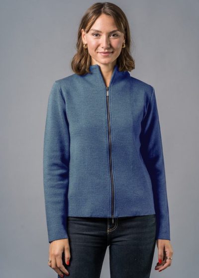 Strickjacke Damen blau Wolle von Connemara - Merino Jacke Damen