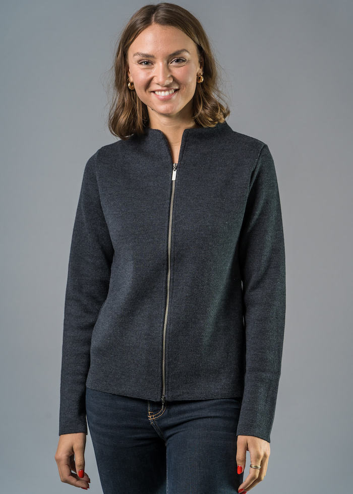 Strickjacke Damen anthrazit | Bernise | 998 | Merinowolle