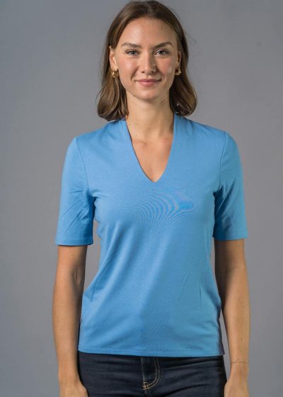 Damen Shirt hellblau Kurzarm von Connemara aus Viskose-Elasthan