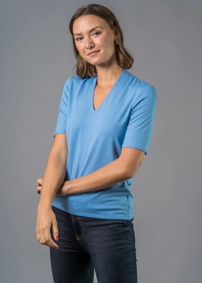 Damen Shirt hellblau Kurzarm von Connemara aus Viskose-Elasthan