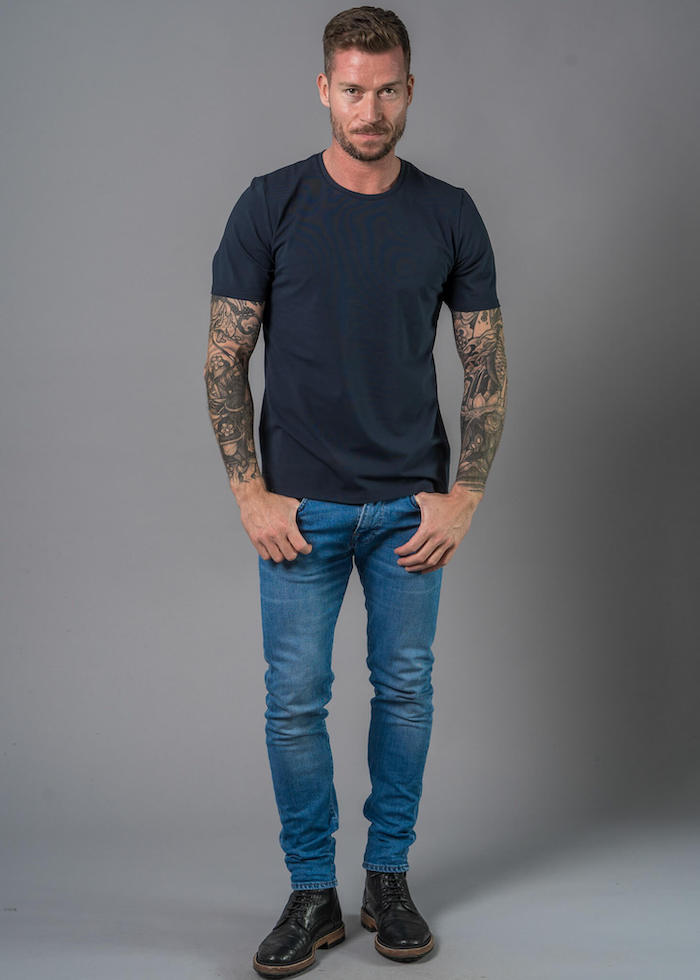 Herren T Shirt dunkelblau von Connemara in einem Stoff aus Baumwolle mit Elasthan