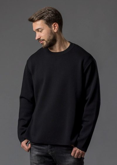 Oversize Pullover Herren schwarz - Übergroßer Herrenpullover aus Merinowolle in schwarz von Connemara