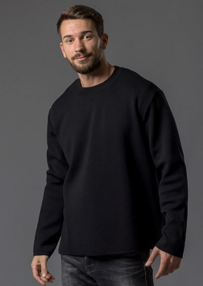 Oversize Pullover Herren schwarz - Übergroßer Herrenpullover aus Merinowolle in schwarz von Connemara