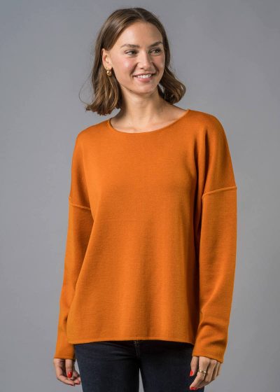 Oversize Pullover Damen orange aus Merinowolle von Connemara