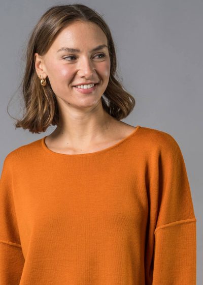 Oversize Pullover Damen orange aus Merinowolle von Connemara