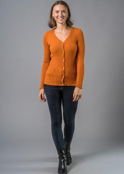 orange Strickjacke Damen - Connemara - Strickjacke waschen ganz einfach erklärt