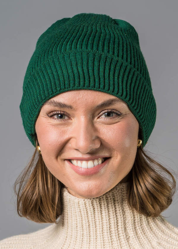 Grüne Wollmütze aus Merinowolle von Connemara