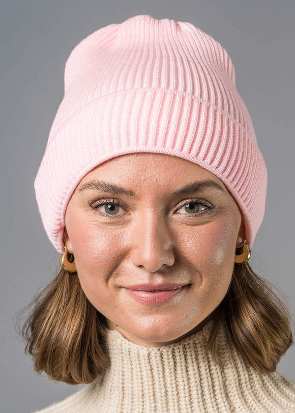 Wollmütze rosa aus Merino von Connemara