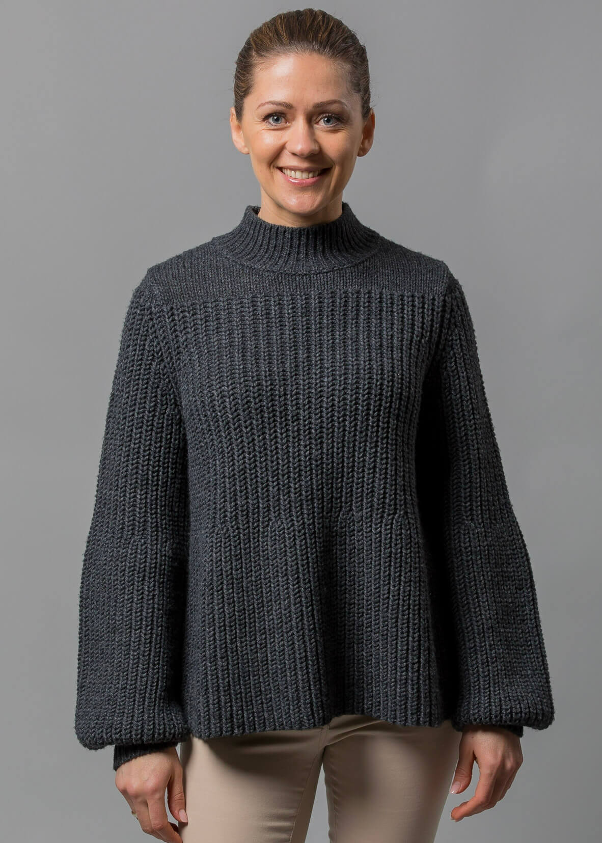 Connemara Ballonärmel Pullover Zora in anthrazit
